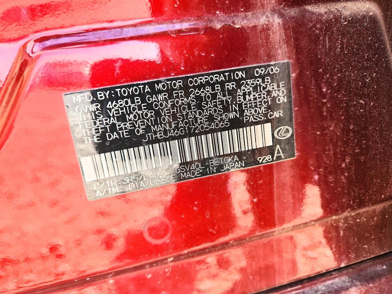 2007 Lexus Es 350 Base