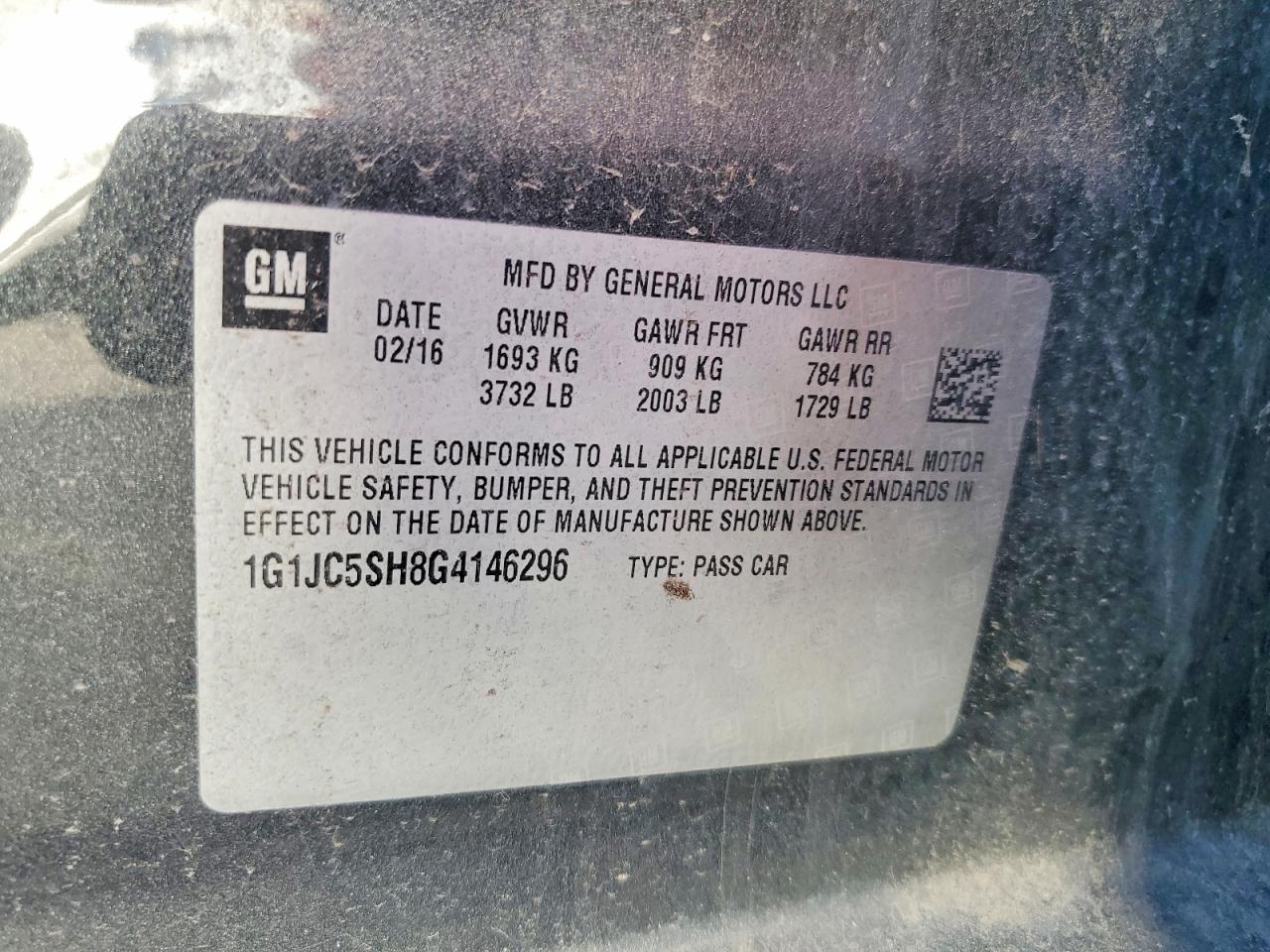 2016 Chevrolet Sonic lt