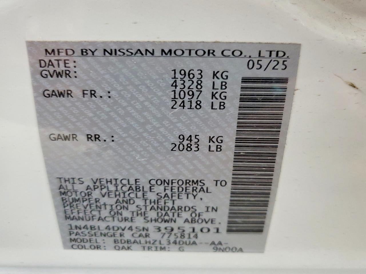 2025 Nissan Altima 2.5 sv