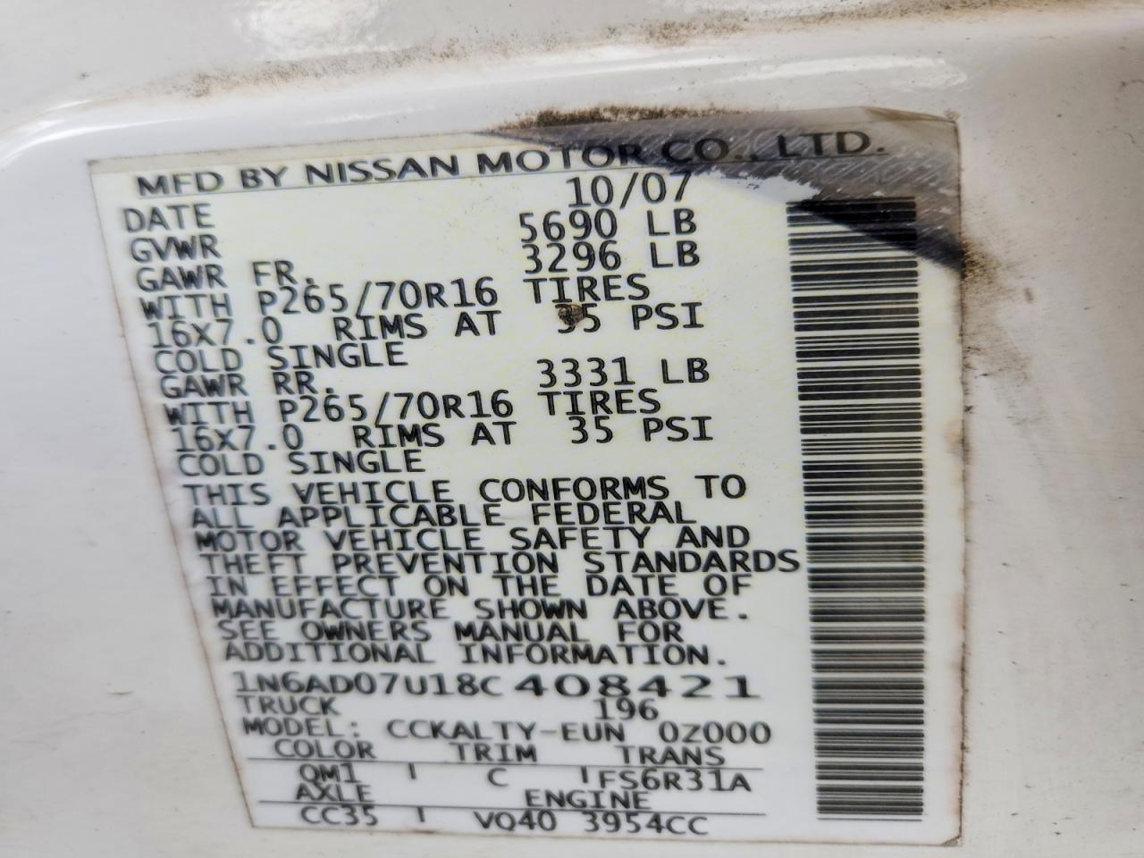 2008 Nissan Frontier SE V6