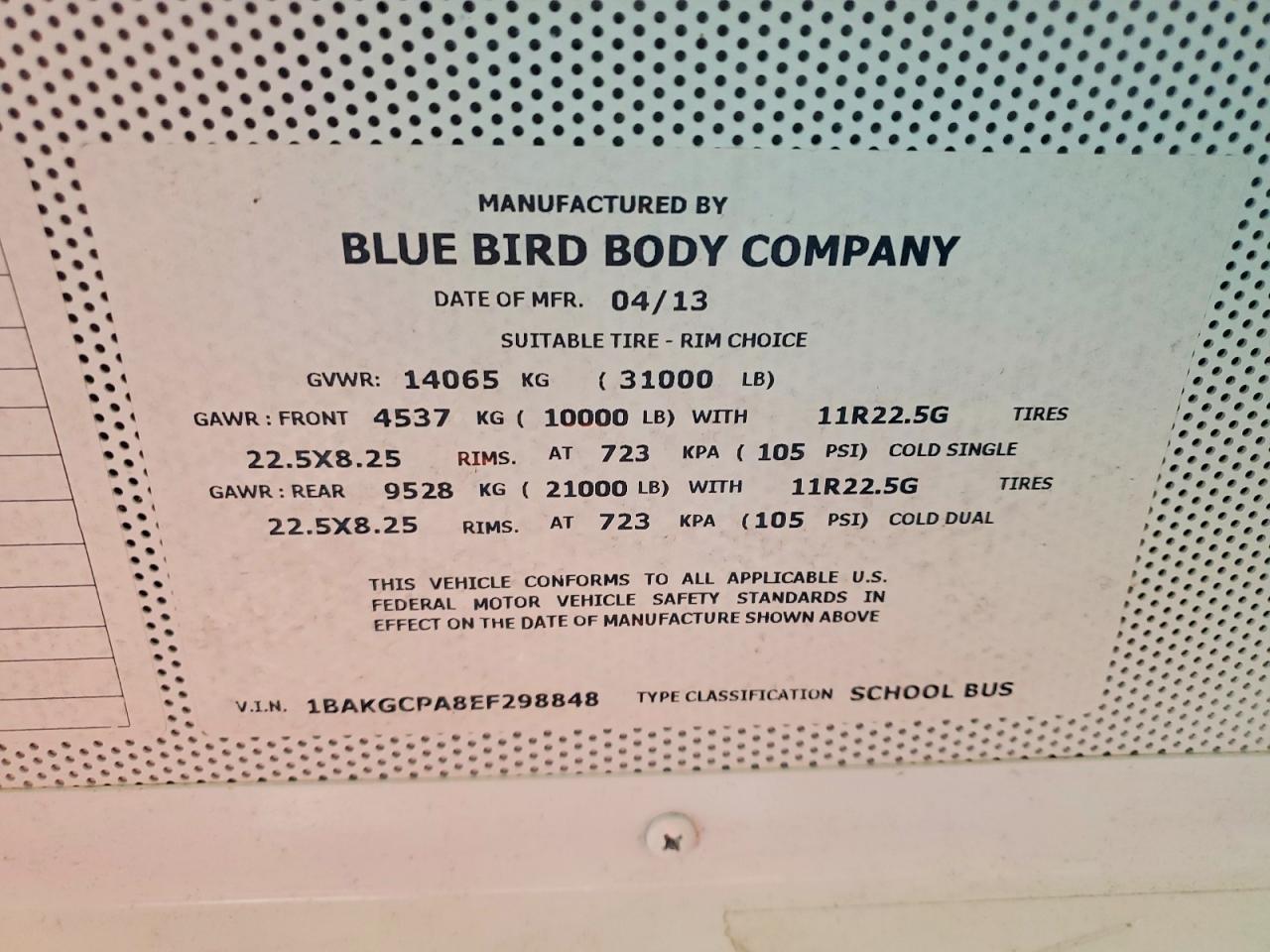 2014 Blubird 2014 Bluebird Vision-School Bus