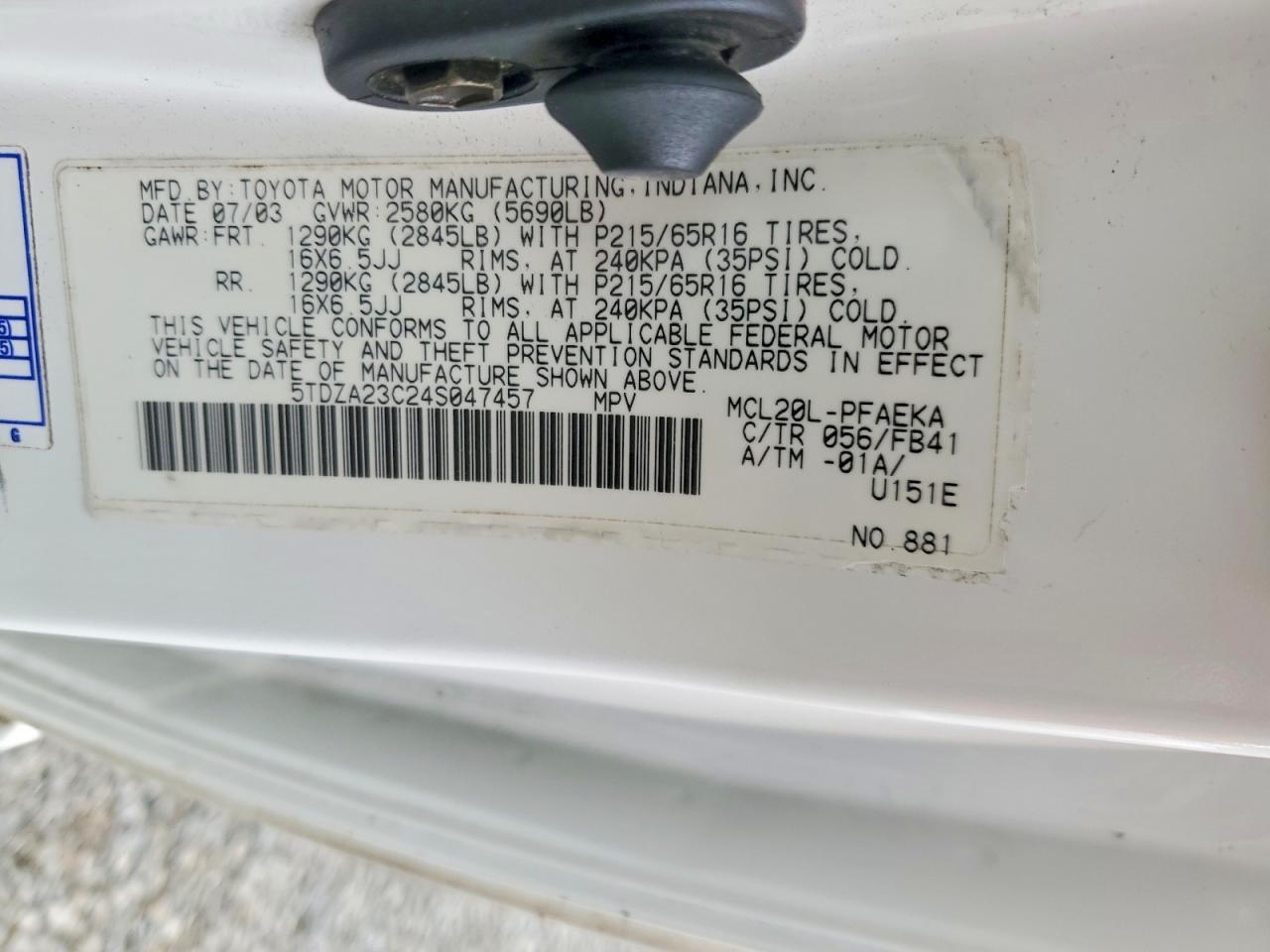 2004 Toyota Sienna le 7 Passenger