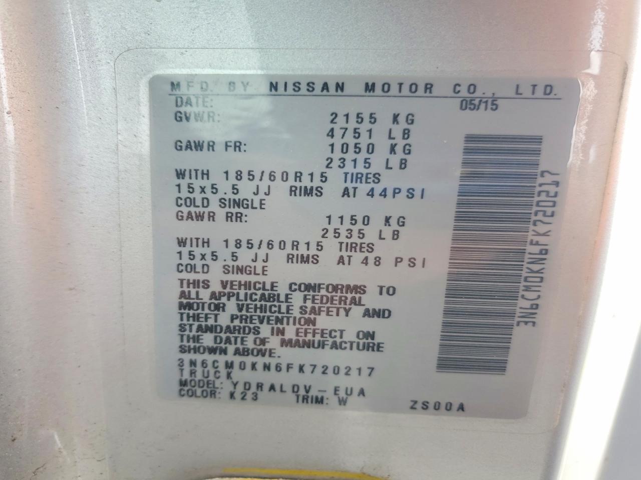 2015 Nissan NV200 S