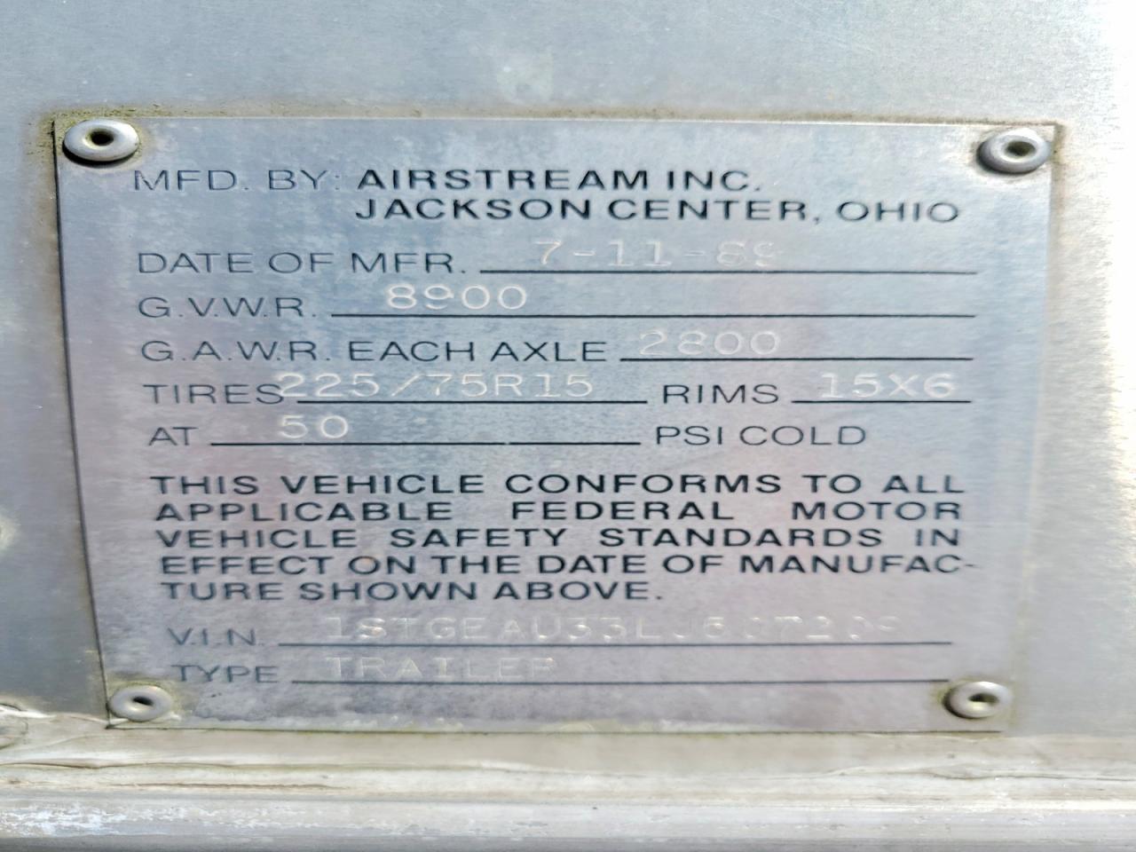 1990 Airstream 1990 Trlr Excella SE 34