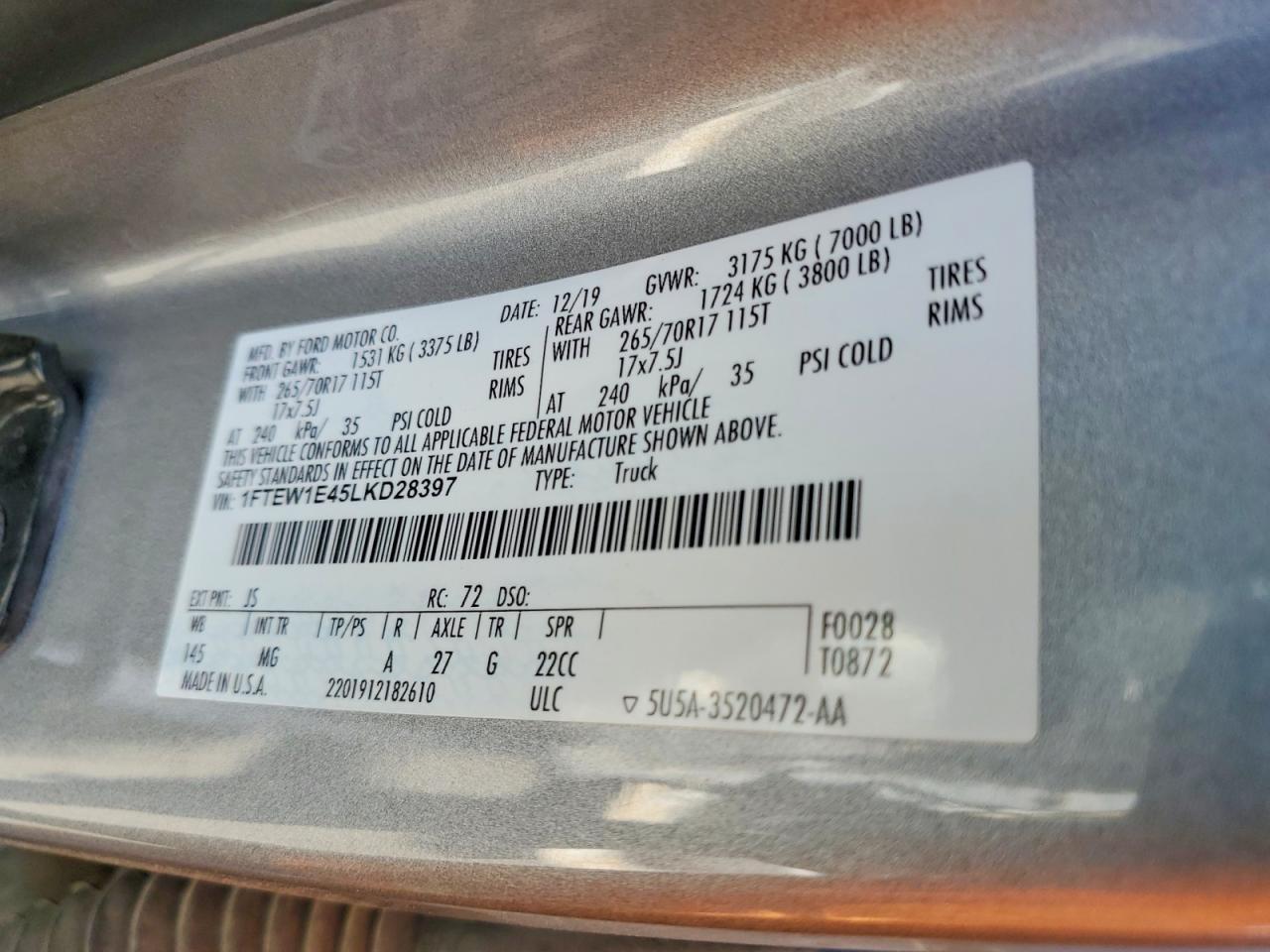 2020 Ford F150 Supercrew