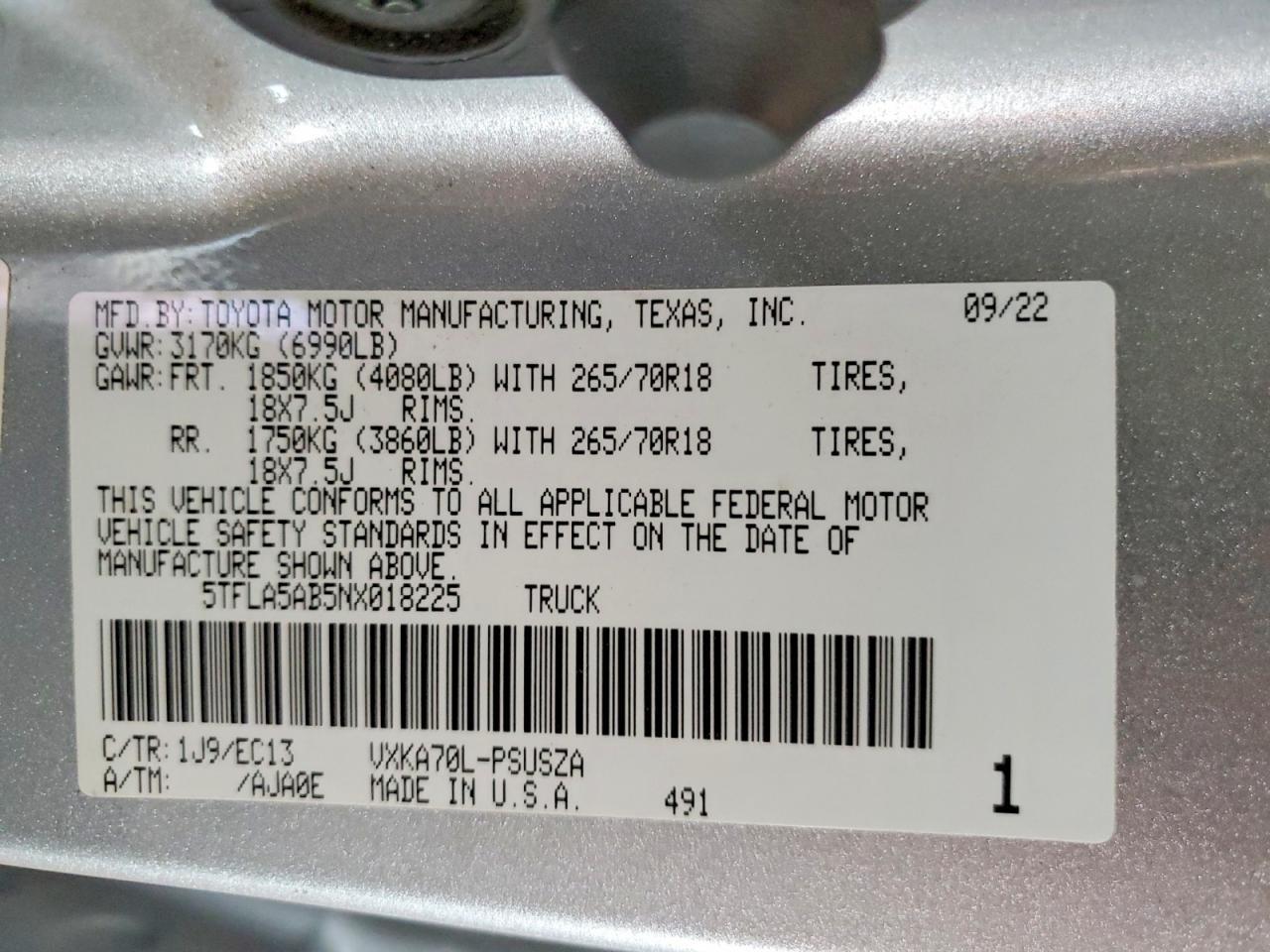 2022 Toyota Tundra SR5
