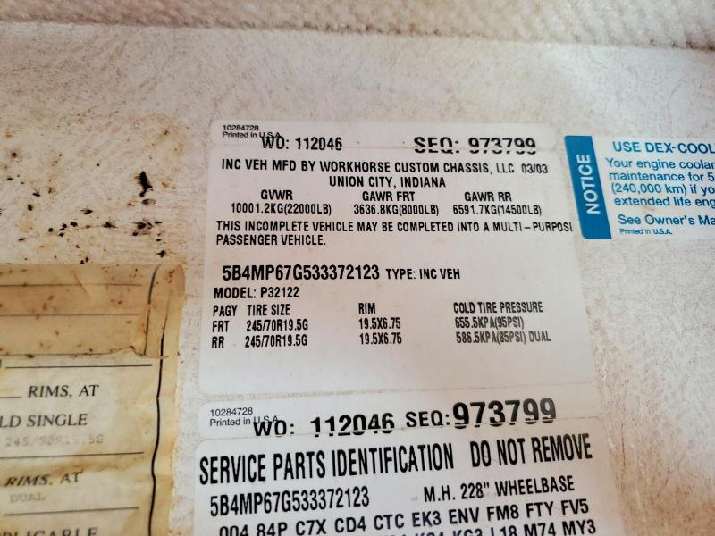 2003 Workhorse Custom Chassis W22 RV