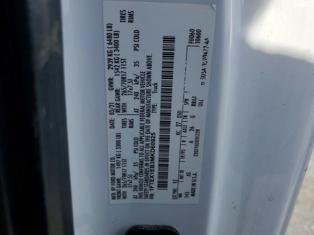 2021 Ford F150 Super Cab