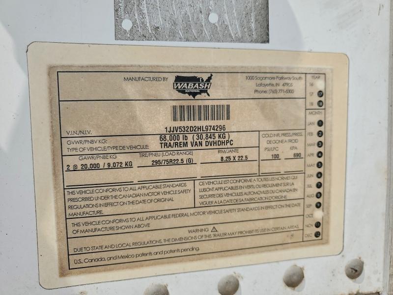 2017 Wabash Dry Van 2017 Wabash Dvhdhpc DRY Van Trailer