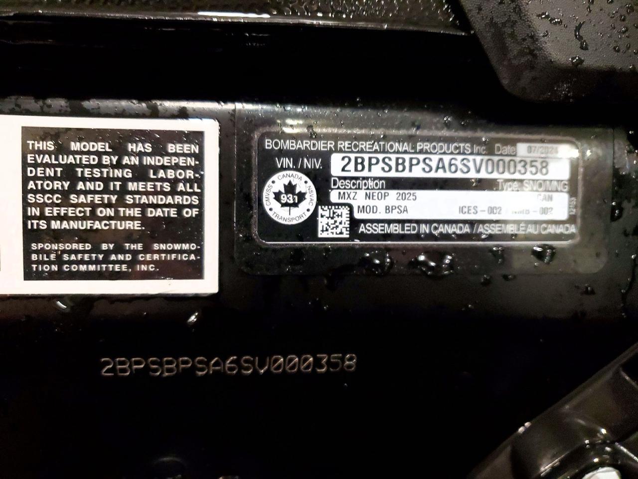 2025 Skidoo MXZ NEO 600CC