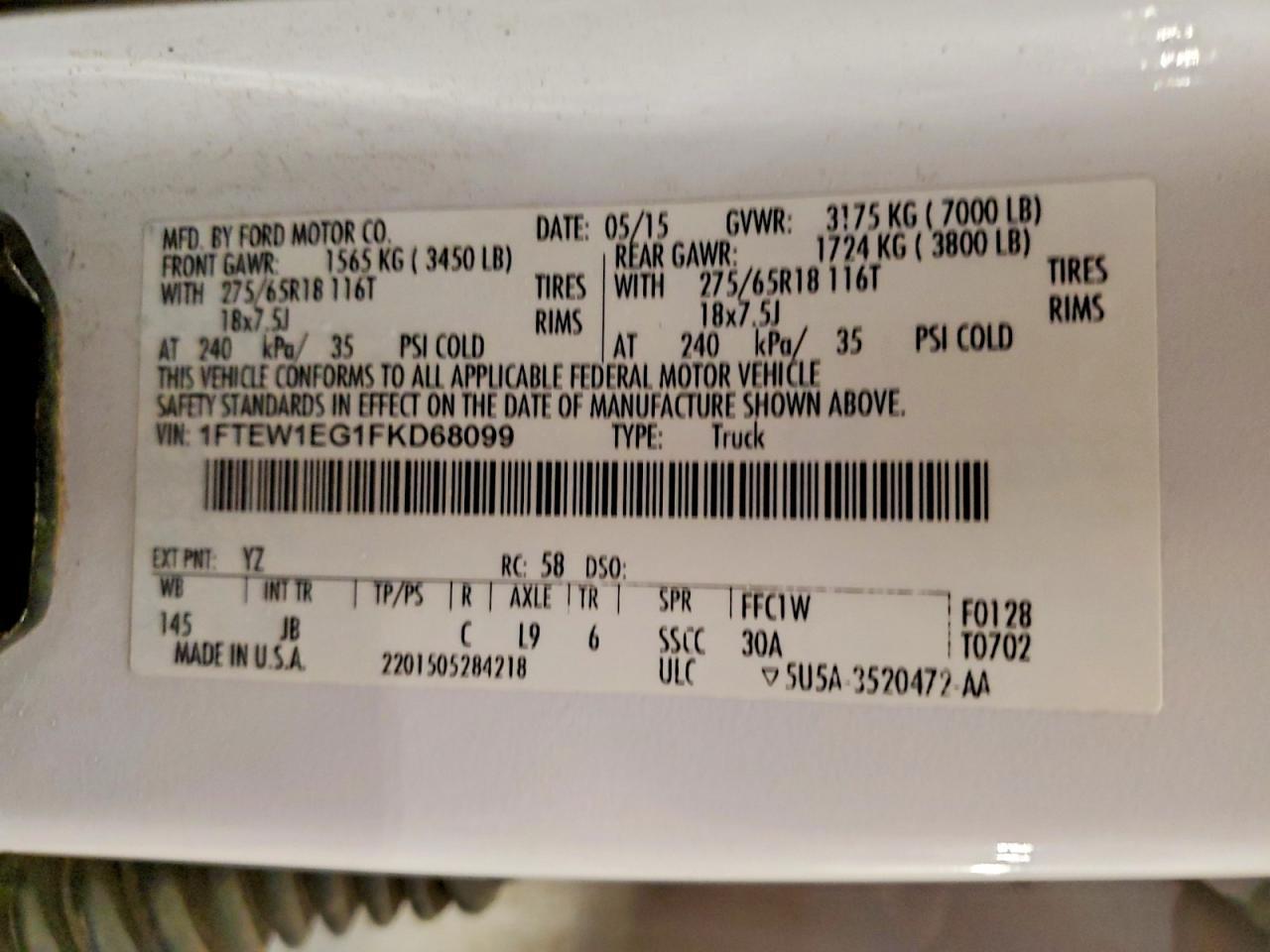 2015 Ford F150 Supercrew