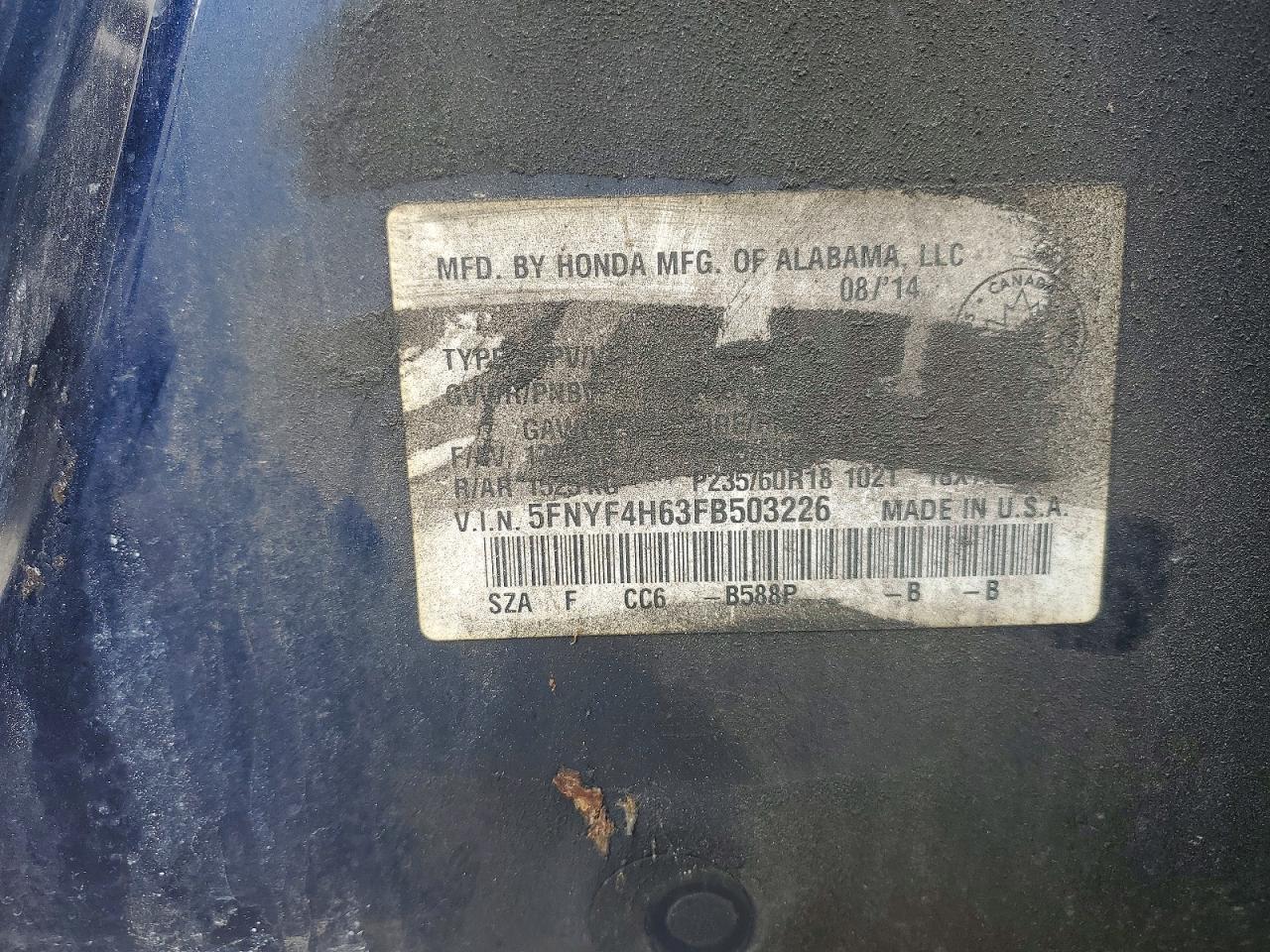 2015 Honda Pilot exl