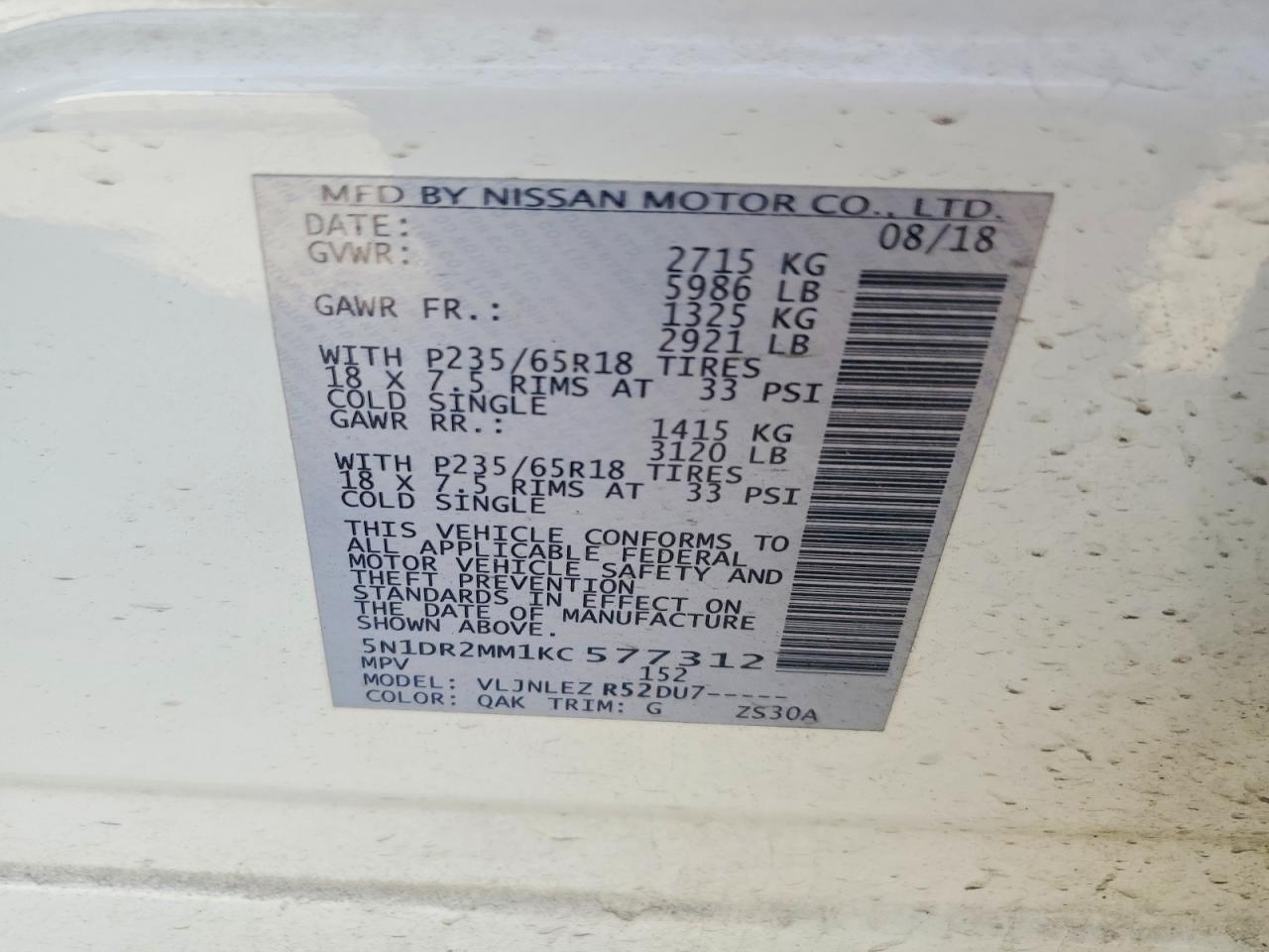 2019 Nissan Pathfinder sv