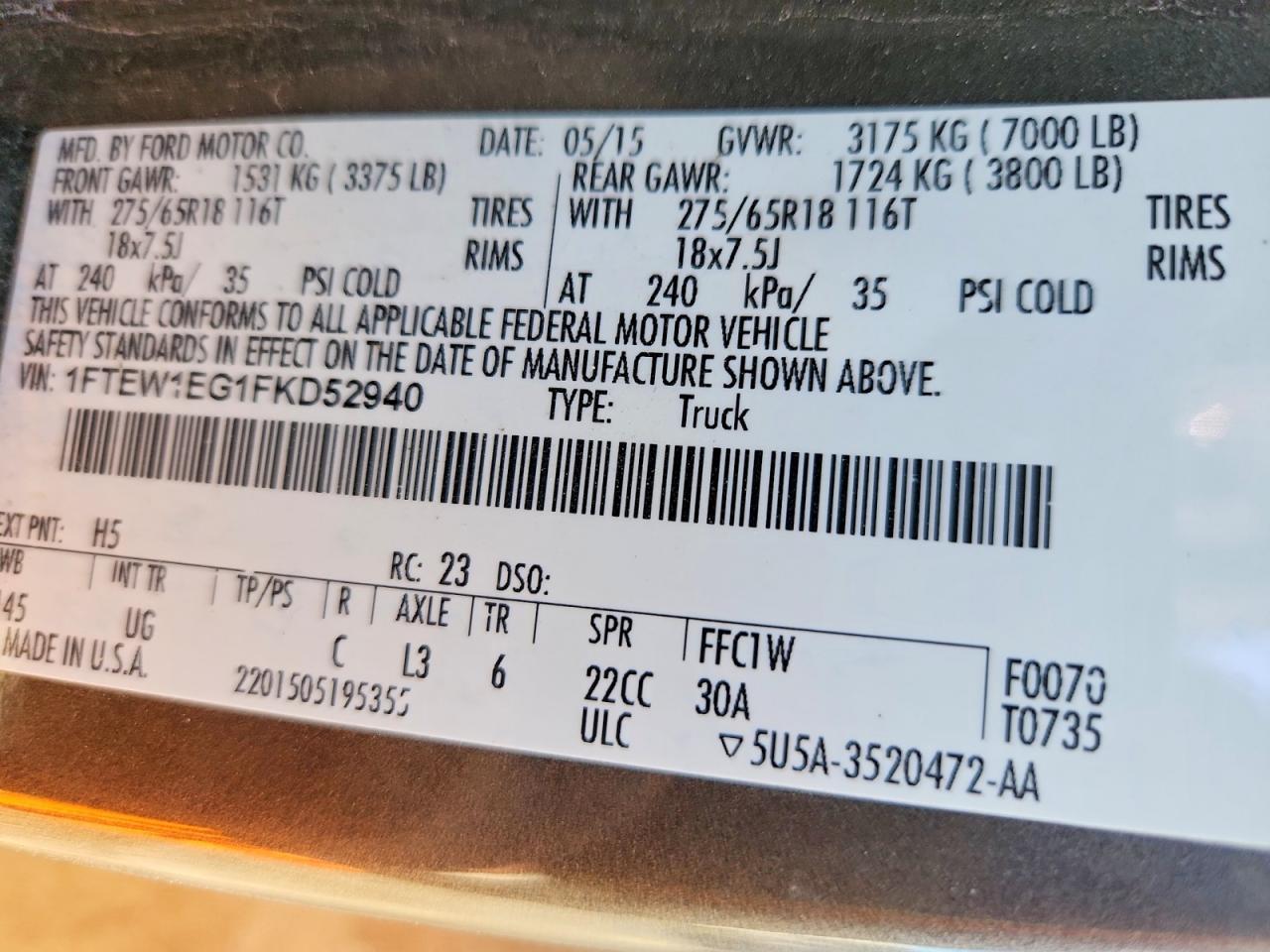 2015 Ford F150 Supercrew