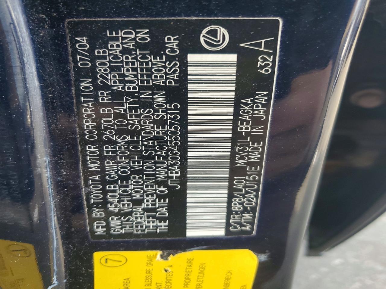 2005 Lexus Es 330 Base
