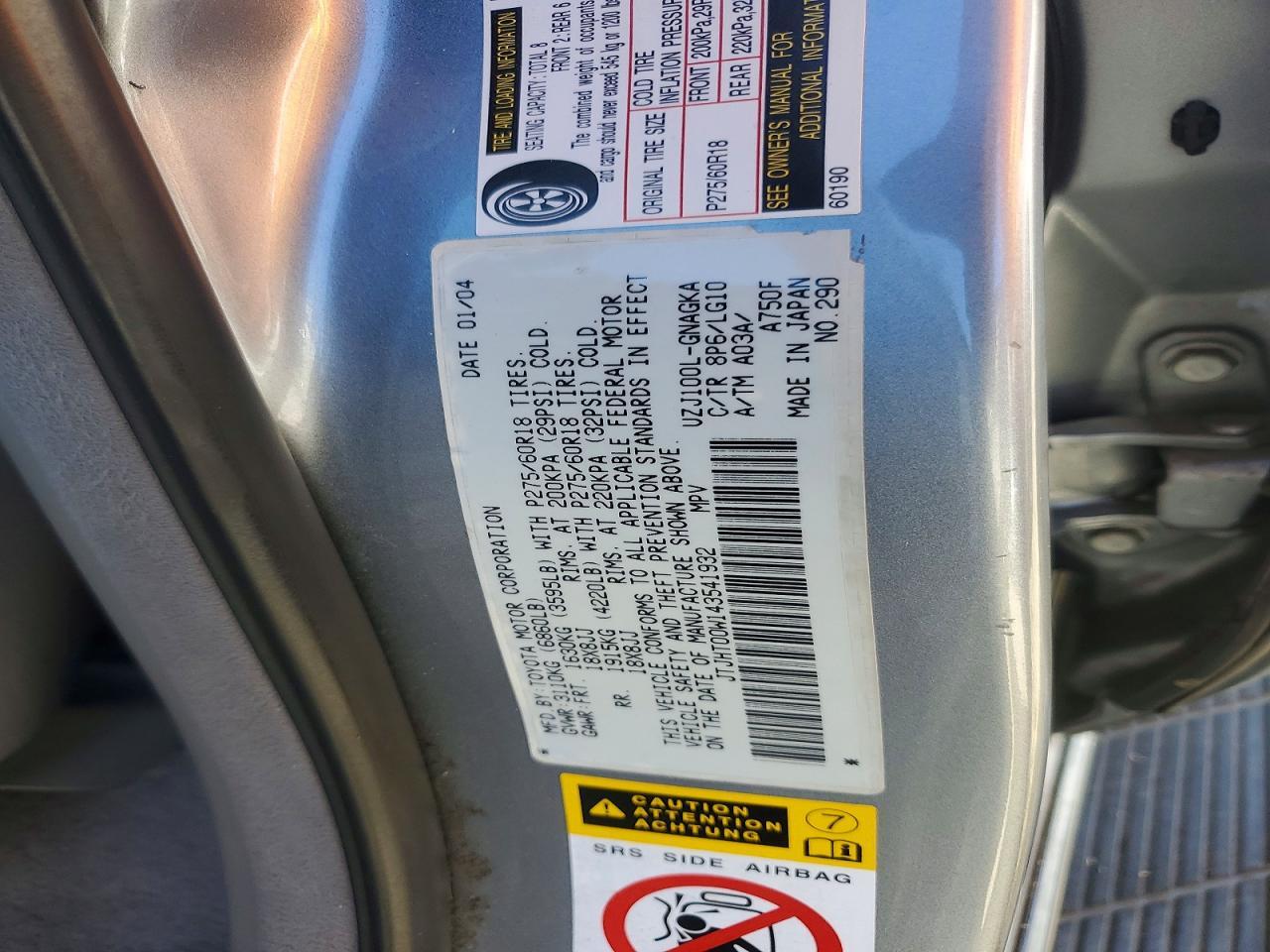 2004 Lexus Lx 470 Base