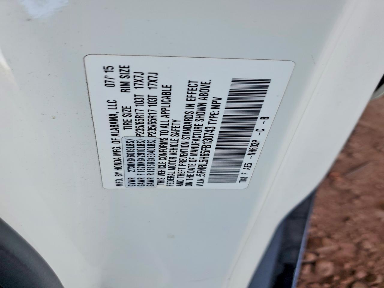 2015 Honda Odyssey exl