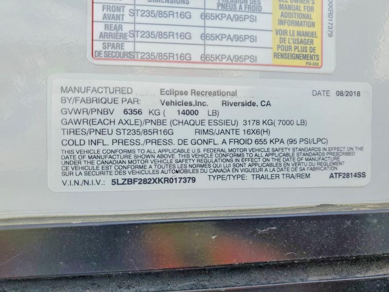 2019 Eclipse Attitude-TOY Hauler Camper