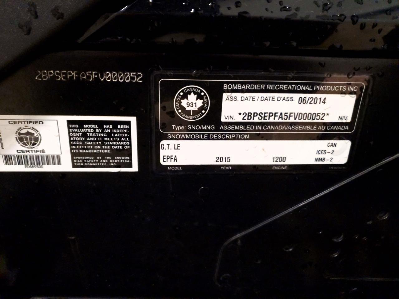 2015 Skidoo 2015 SKI-Grand Touring LE 4-T