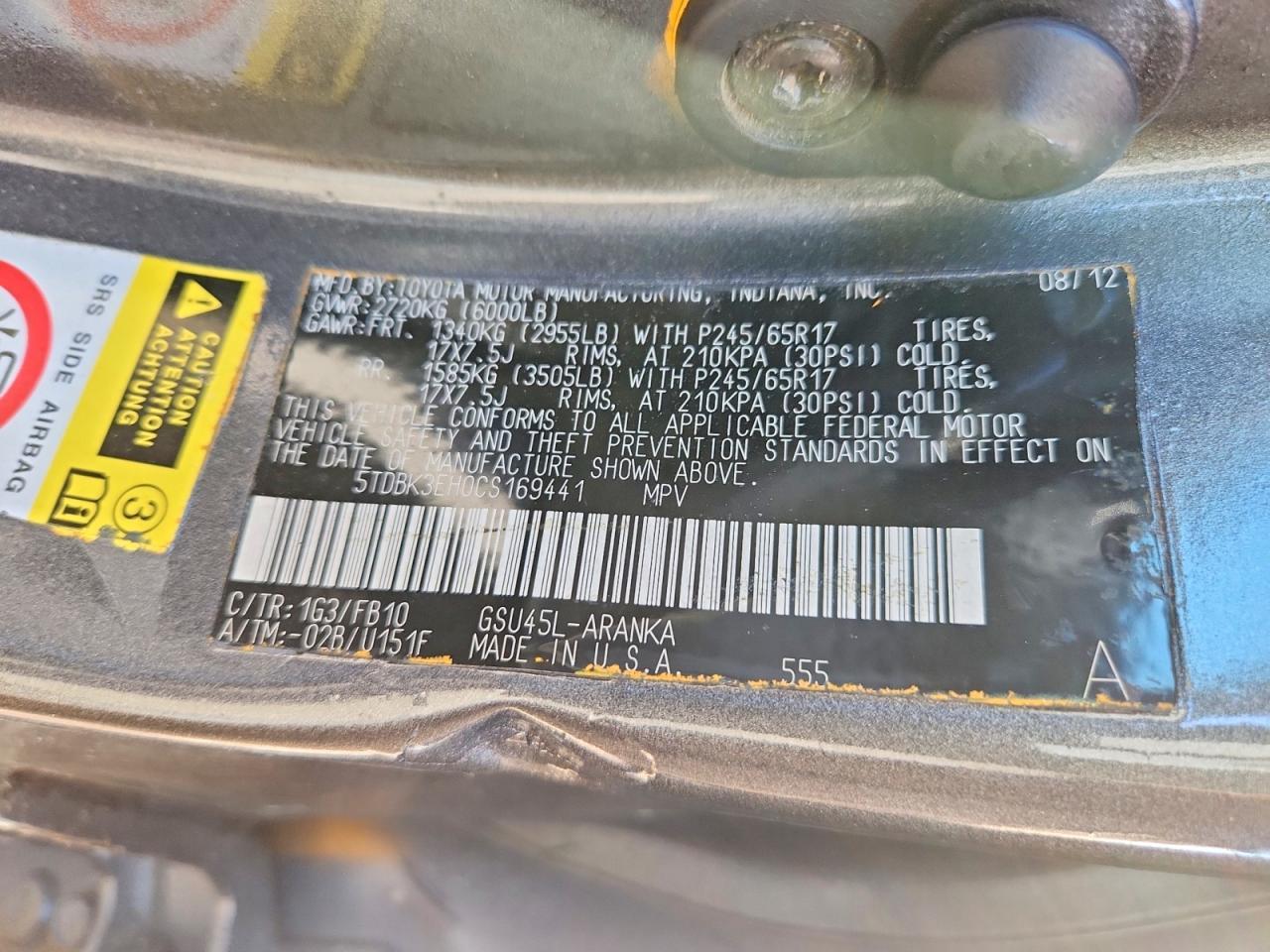 2012 Toyota Highlander Base