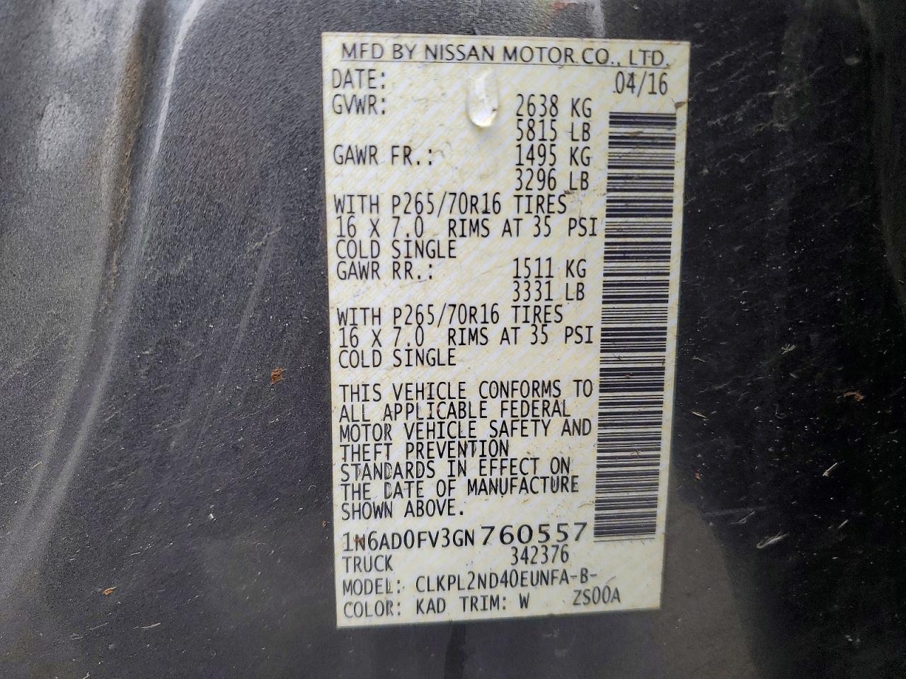 2016 Nissan Frontier SV