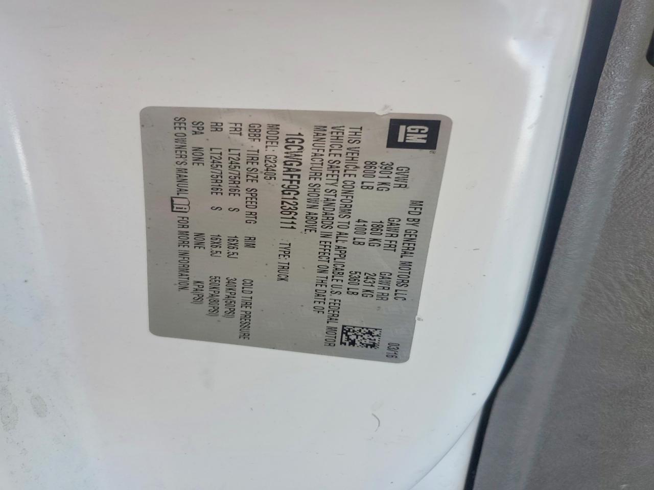 2016 Chev Express G2500