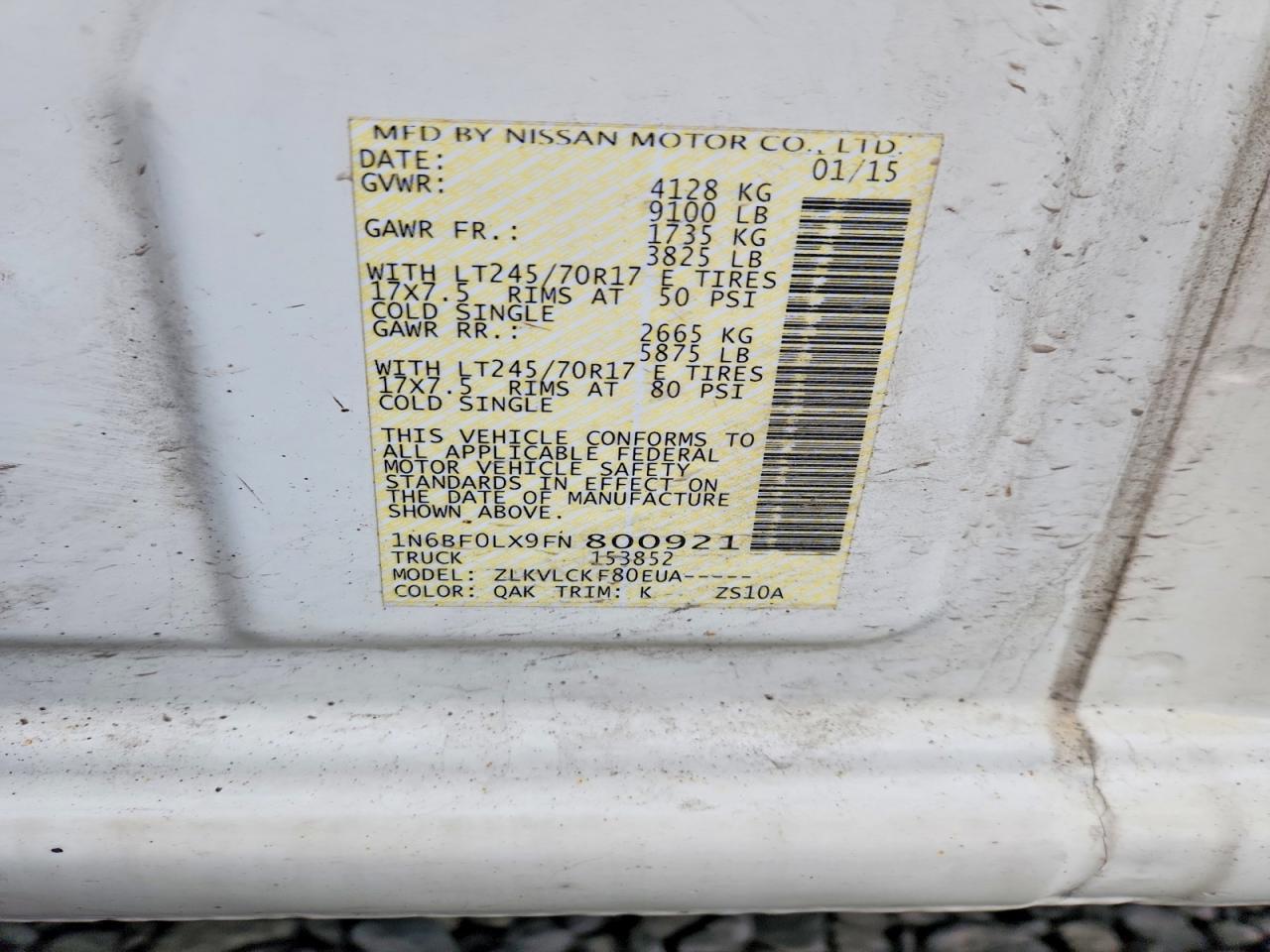 2015 Nissan NV Utility / Service Van