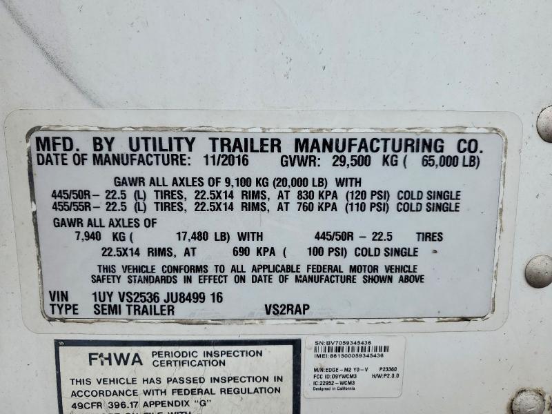 2018 Utility VS2RAP Refrigerated Van Trailer