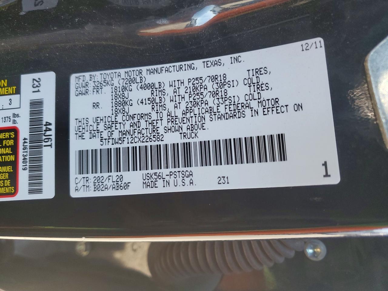 2012 Toyota Tundra Grade