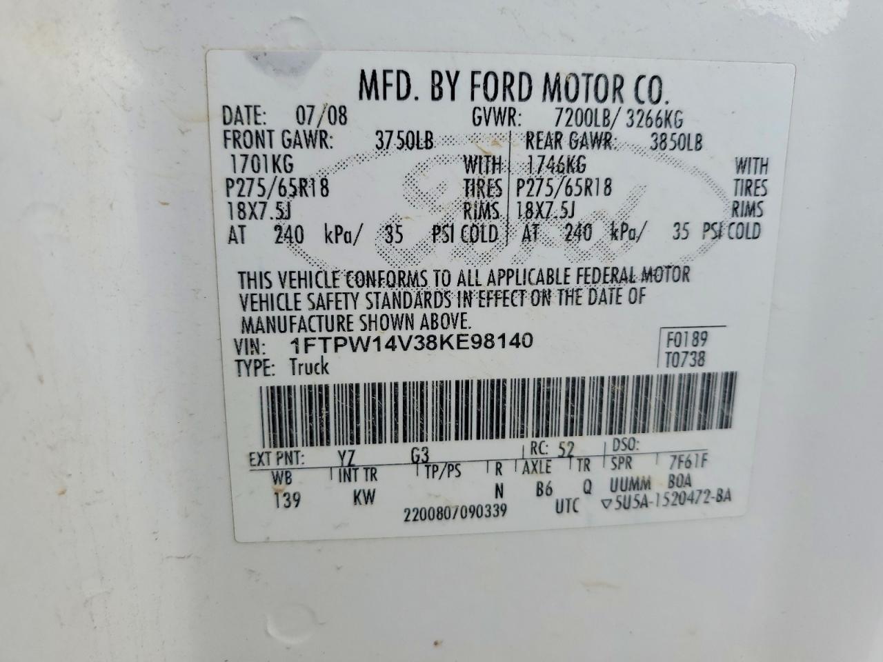 2008 Ford F150 Supercrew