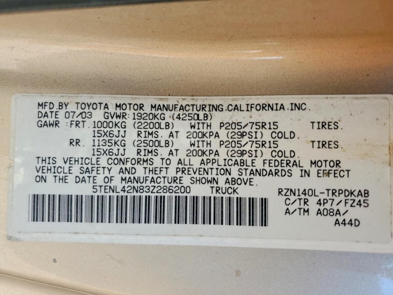 2003 Toyota Tacoma Base