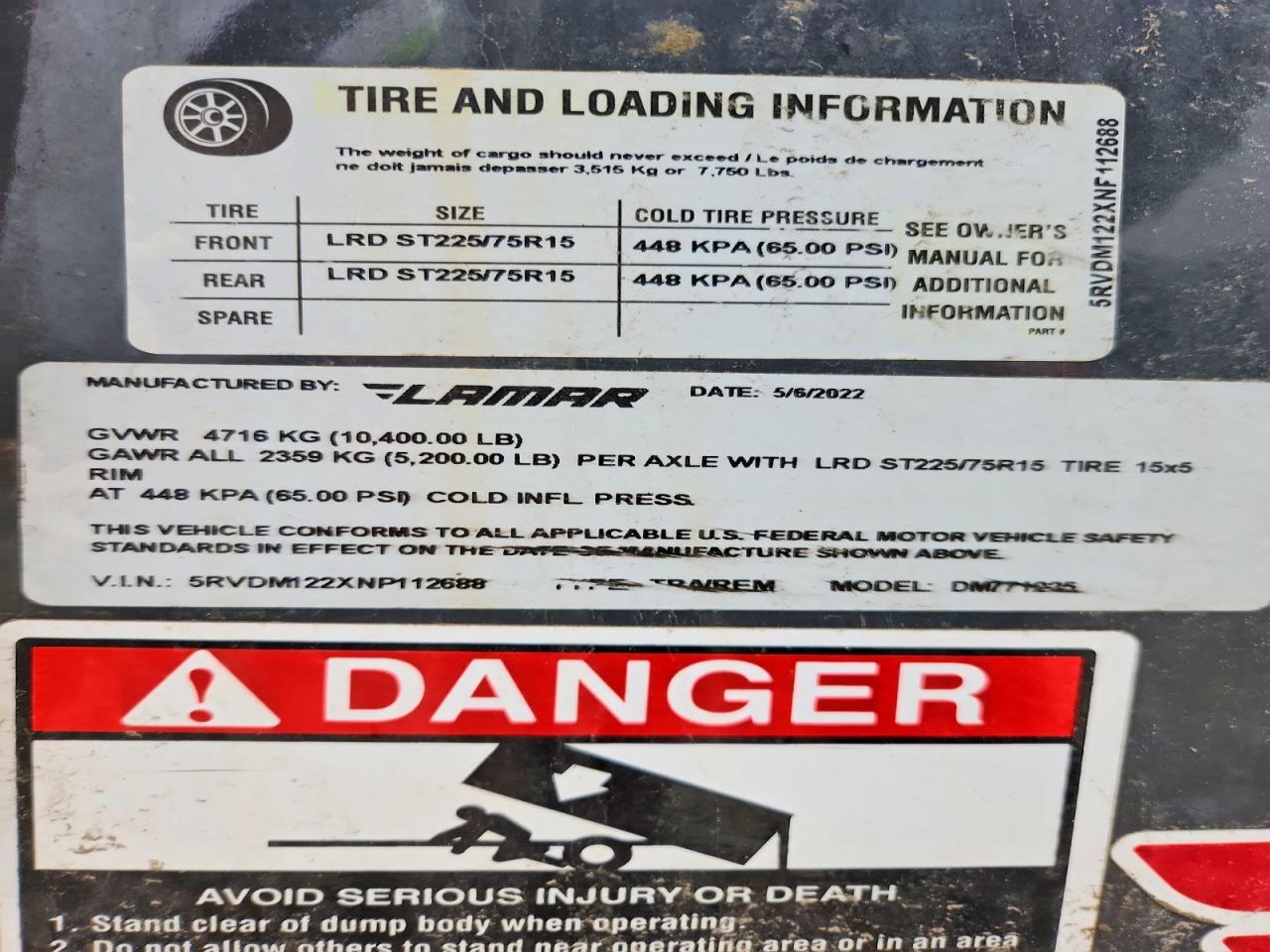 2022 Lamar Dump Trailer