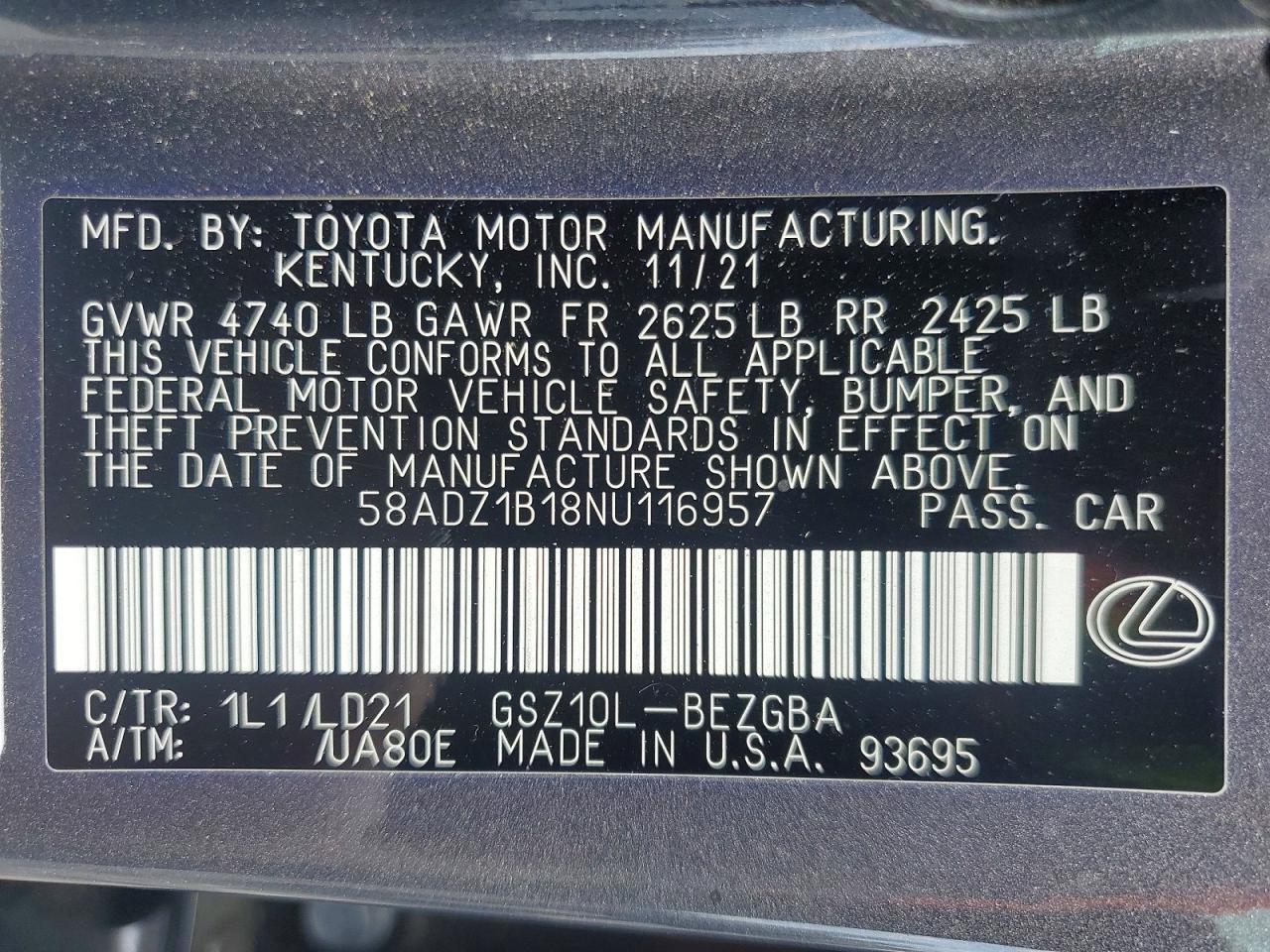 2022 Lexus Es 350 Base