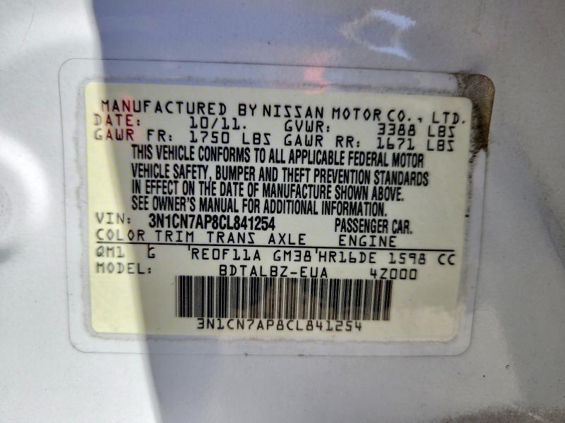 2012 Nissan Versa 1.6 s