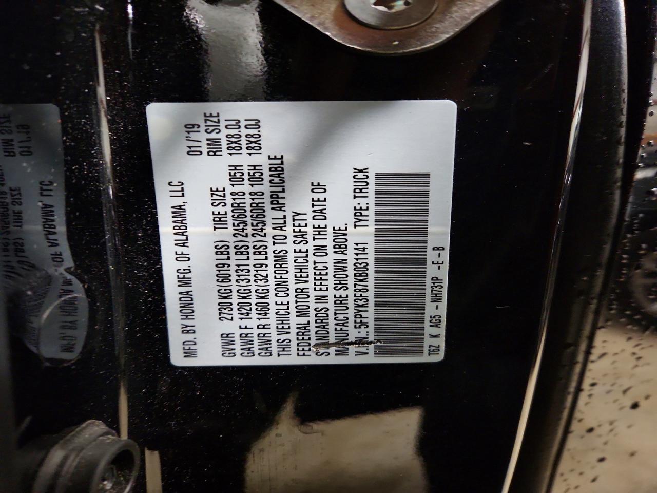 2019 Honda Ridgeline Black Edition