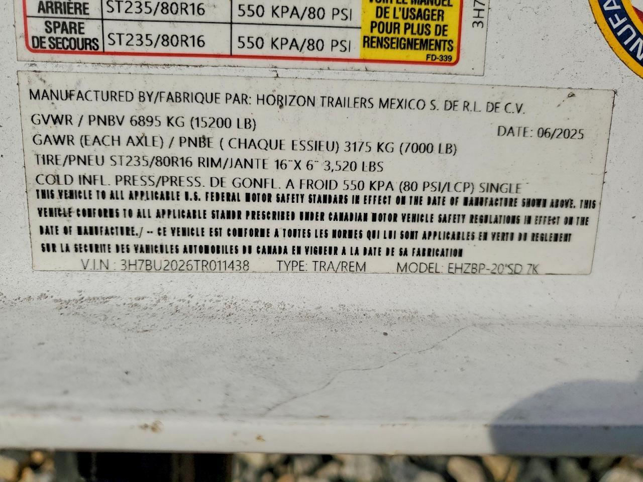 2026 Unknown 2026 Horizon EHZBP-20