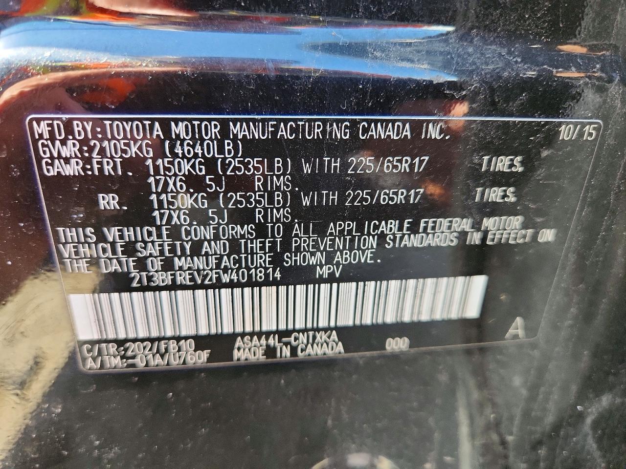 2015 Toyota Rav4 le