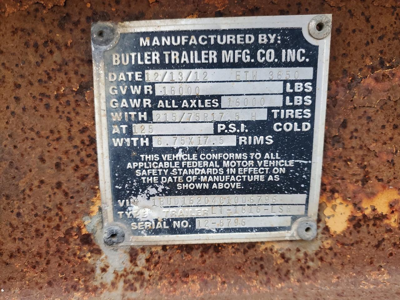 2012 Butler Trailers