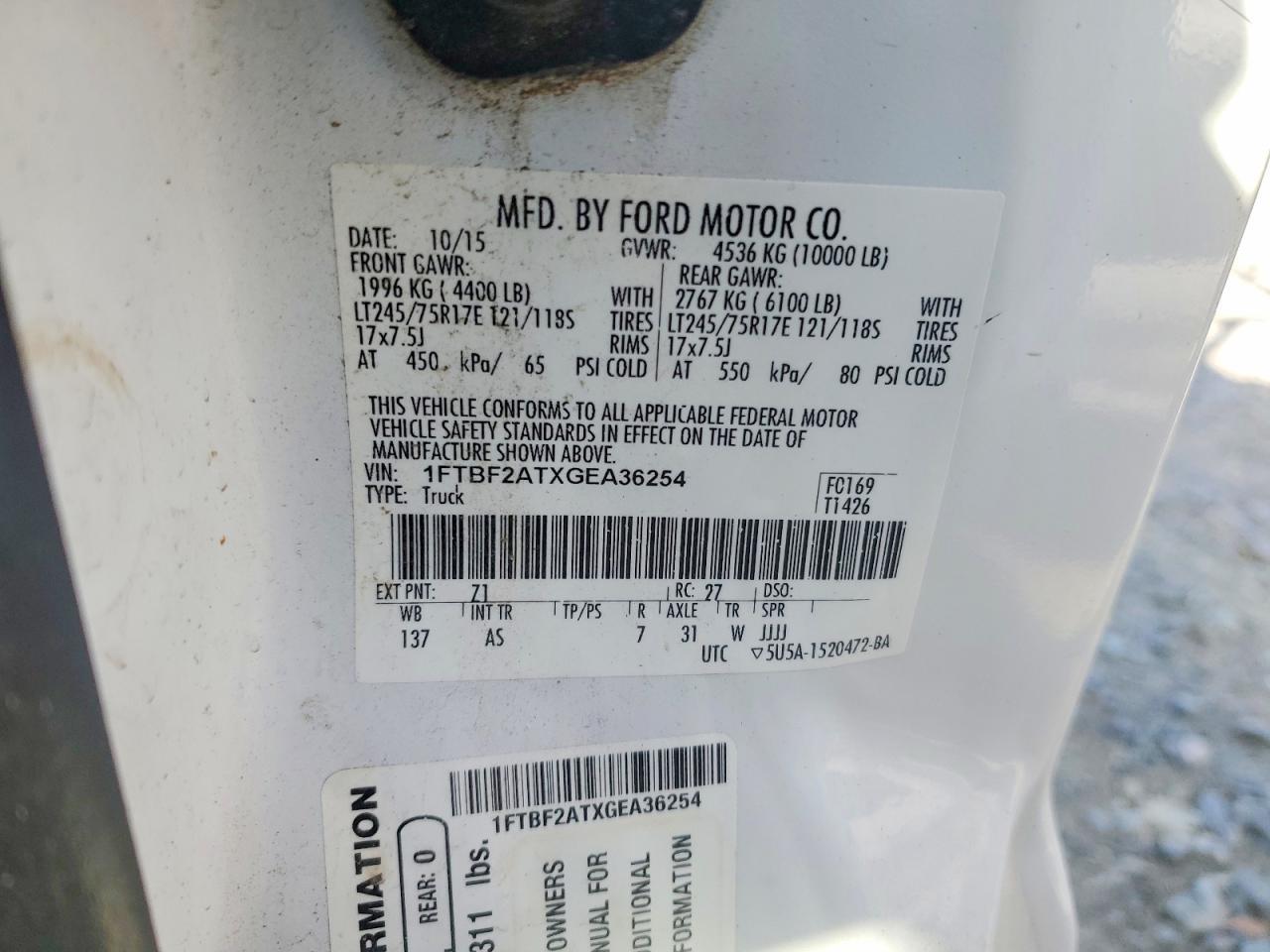 2016 Ford F250 Super Duty Utility / Service Truck