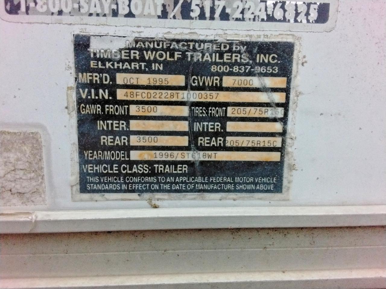 1996 Timberwolf 1996 Timber Wolf ST618WT Enclosed Cargo Trailer
