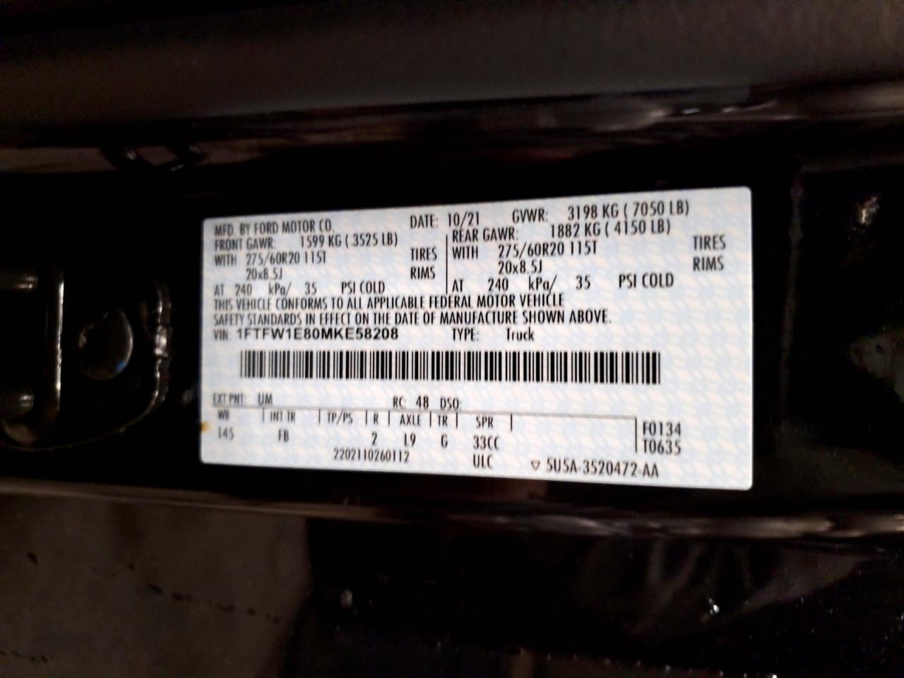 2021 Ford F150 Supercrew