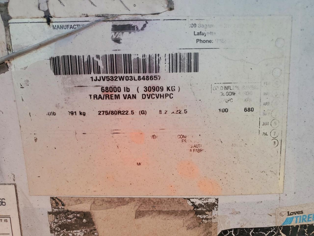 2003 Wabash Dvcvhpc DRY Van Trailer