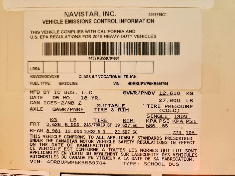 2019 Icrp 2019 IC Corporation 3000 *SCHOOL BUS*