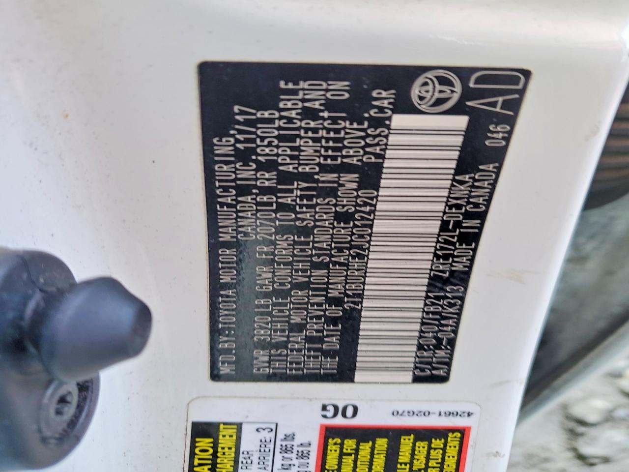 2018 Toyota Corolla le