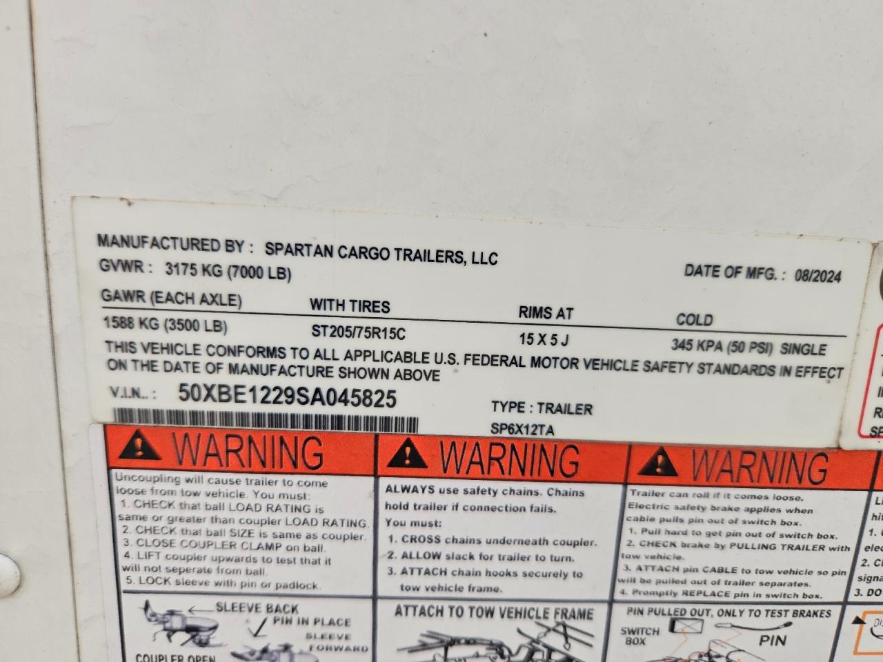 2025 Spartan Cargo SP6X12TA Enclosed Cargo Trailer