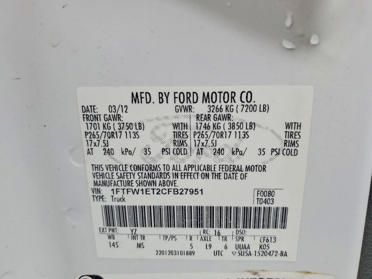 2012 Ford F150 Supercrew