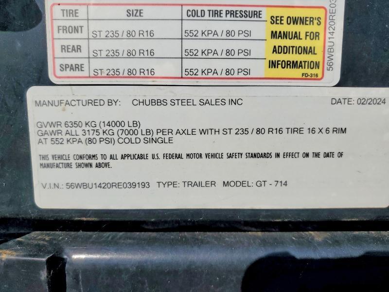 2024 Chubbsteel GT-714 Dump Trailer