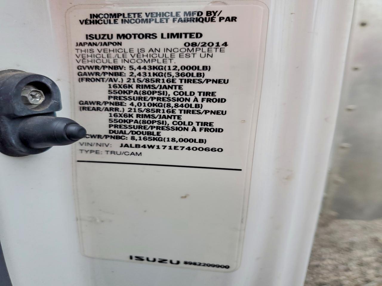 2014 Isuzu NPR Delivery Truck