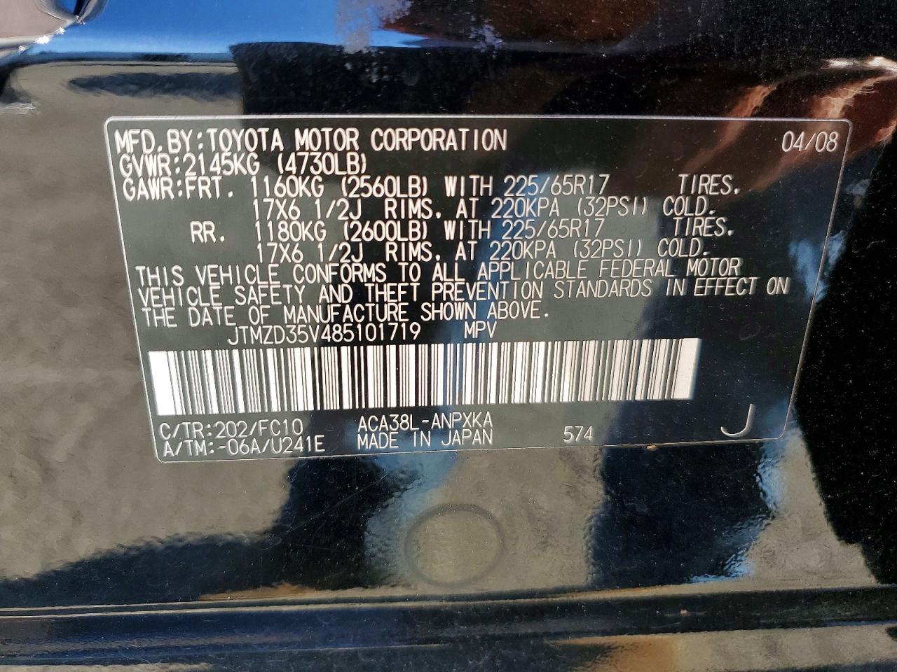 2008 Toyota Rav4 Base