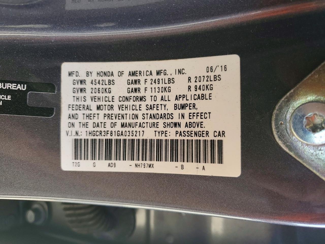 2016 Honda Accord exl